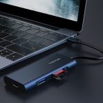 CABLETIME docking station CMHD71, 7 θυρών, USB-C, 100W, 4K, μπλε - Image 3