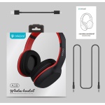 CELEBRAT Bluetooth headphones A18-BKRD, wireless & wired, μαύρο-κόκκινο - Image 4