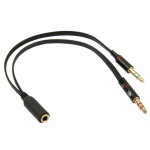 POWERTECH καλώδιο 2x 3.5mm σε 3.5mm θηλυκό CAB-J047, 0.2m, μαύρο