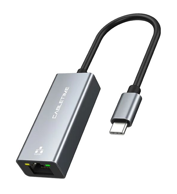CT-CML1000-AG CABLETIME αντάπτορας δικτύου CT-CML1000, USB-C, 1000Mbps Ethernet, γκρι - Image 1