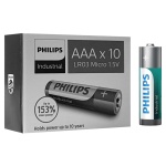 PHILIPS Industrial αλκαλικές μπαταρίες LR03I10C/10, AAA LR03 1.5V, 10τμχ