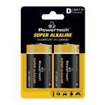 POWERTECH αλκαλικές μπαταρίες Super Alkaline PT-1217, LR20, 1.5V, 2τμχ