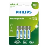 PHILIPS επαναφορτιζόμενη μπαταρία R03B4A70, 700mAh, AAA HR03 Micro, 4τμχ