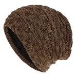 Πλεκτός σκούφος beanie SHO-0002, unisex, καφέ