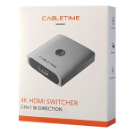 CABLETIME HDMI switch CT-HS4K, 2 σε 1, 4K, bidirectional, γκρι - Image 5