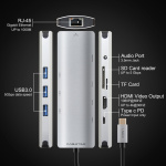 CABLETIME docking station CT-CMHD91, 9 θυρών, USB-C σύνδεση, 4K, 100W, γκρι - Image 5