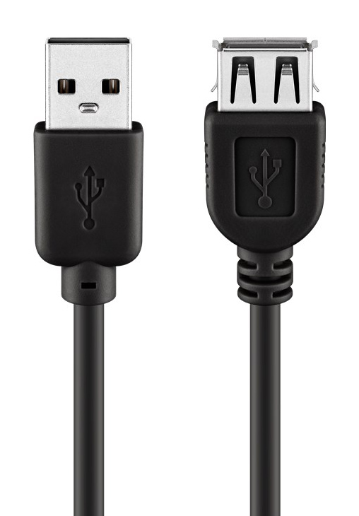 93601 GOOBAY καλώδιο USB 2.0 σε USB (F) 93601, copper, 5m, μαύρο - Image 1