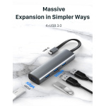 CABLETIME USB hub CT-HUBP4, 4x θυρών, 5Gbps, USB-C σύνδεση, γκρι - Image 2