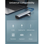 CABLETIME USB hub CT-HUBP4, 4x θυρών, 5Gbps, USB-C σύνδεση, γκρι - Image 5