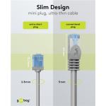 GOOBAY καλώδιο δικτύου 74220, CAT 6A U/UTP, slim, copper, 500MHz, 0.25m, γκρι - Image 3