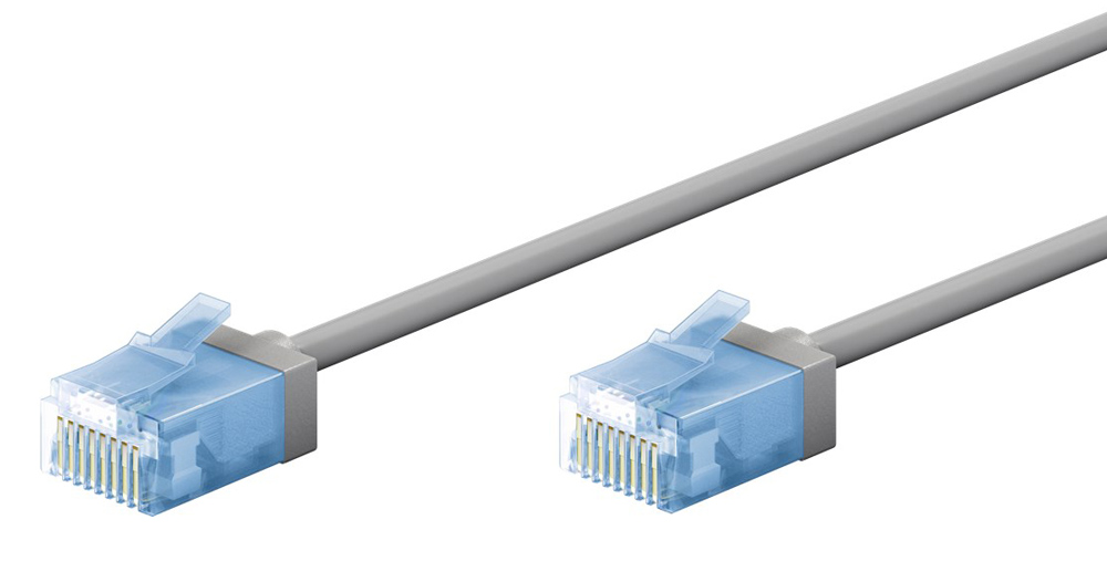74220 GOOBAY καλώδιο δικτύου 74220, CAT 6A U/UTP, slim, copper, 500MHz, 0.25m, γκρι - Image 1