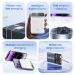 USAMS power bank US-CD214, 2x έξοδοι, wireless, 10000mAh, 20W, λευκό - Image 2