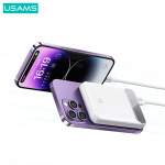 USAMS power bank US-CD214, 2x έξοδοι, wireless, 10000mAh, 20W, λευκό - Image 3