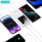 USAMS power bank US-CD212 με καλώδια, 4x έξοδοι, 20000mAh, 20W, λευκό - Image 3