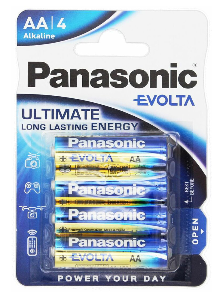 5410853044789 PANASONIC αλκαλικές μπαταρίες Evolta, AA/LR6, 1.5V, 4τμχ - Image 1