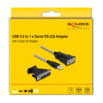 DELOCK καλώδιο USB σε RS-232 DB9 61314 με αντάπτορα DB25, 1.8m, μαύρο - Image 4