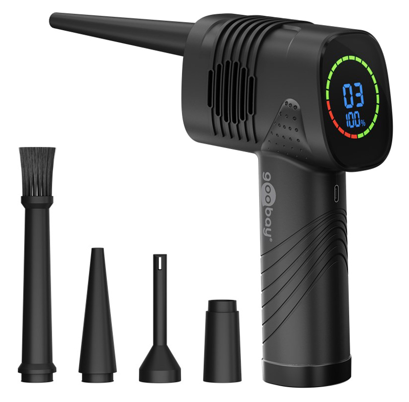 61667 GOOBAY ηλεκτρικό air duster 61667, LED οθόνη, 46.8W, 2000mAh, μαύρο - Image 1