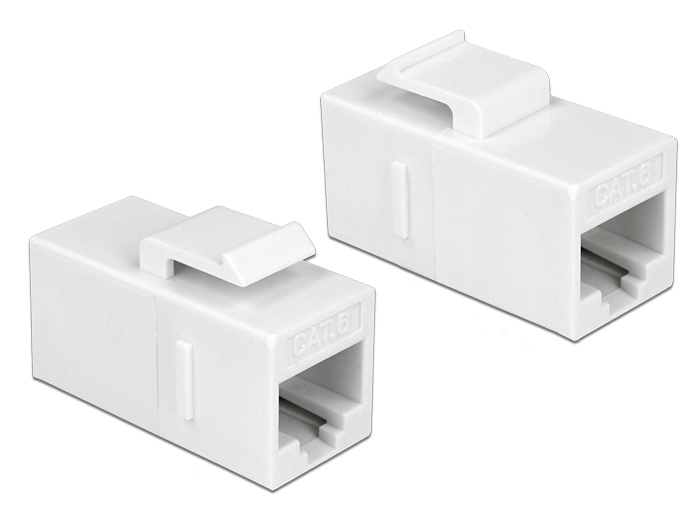 86379 DELOCK Keystone module RJ45 86379, θηλυκό σε θηλυκό, Cat 6 UTP, λευκό - Image 1