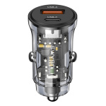 USAMS φορτιστής αυτοκινήτου US-CC164, USB & USB-C, 30W, μαύρος