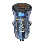 USAMS φορτιστής αυτοκινήτου US-CC164, USB & USB-C, 30W, μπλε