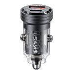 USAMS φορτιστής αυτοκινήτου US-CC175, USB & USB-C, 45W, QC & PD, μαύρος