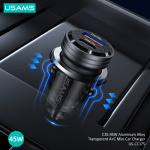 USAMS φορτιστής αυτοκινήτου US-CC175, USB & USB-C, 45W, QC & PD, μωβ - Image 5