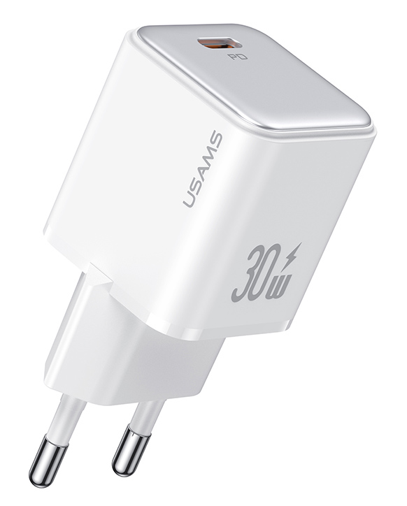 CC186TC02 USAMS φορτιστής τοίχου US-CC186, USB-C θύρα εξόδου, 30W PD, λευκός - Image 1