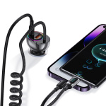 USAMS φορτιστής αυτοκινήτου US-CC192 με καλώδιο, USB/USB-C, 60W, μαύρος - Image 3