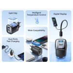 USAMS φορτιστής τοίχου US-CC229, USB & USB-C, 30W, GaN, μαύρος - Image 2