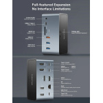CABLETIME docking station DOCK162-AG2 15 θύρες, M.2 NVME, 4K 100W, γκρι - Image 2
