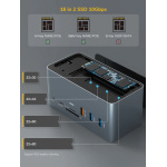 CABLETIME docking station DOCK162-AG2 15 θύρες, M.2 NVME, 4K 100W, γκρι - Image 3