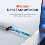 CABLETIME καλώδιο USB-C CT-FU4-AG, flat, 240W, 40Gbps, 8K/60Hz, USB4, 0.15m, μαύρο - Image 2