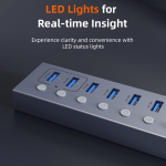 CABLETIME USB hub CT-HUBU7-AG, 7x θυρών, 5Gbps, USB σύνδεση, 1m, γκρι - Image 9