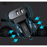 USAMS φορτιστής αυτοκινήτου C13 & καλώδιο Micro USB, 2x USB, 2.1A, μαύρο - Image 3