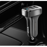 USAMS φορτιστής αυτοκινήτου C13 & καλώδιο 3 σε 1, 2x USB, 2.1A, μαύρο - Image 5