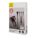 USAMS φορτιστής αυτοκινήτου C13 & καλώδιο 3 σε 1, 2x USB, 2.1A, μαύρο - Image 6