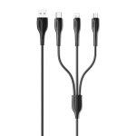 USAMS καλώδιο USB σε USB-C/Lightning/Micro USB US-SJ374, 10W, 1m, μαύρο