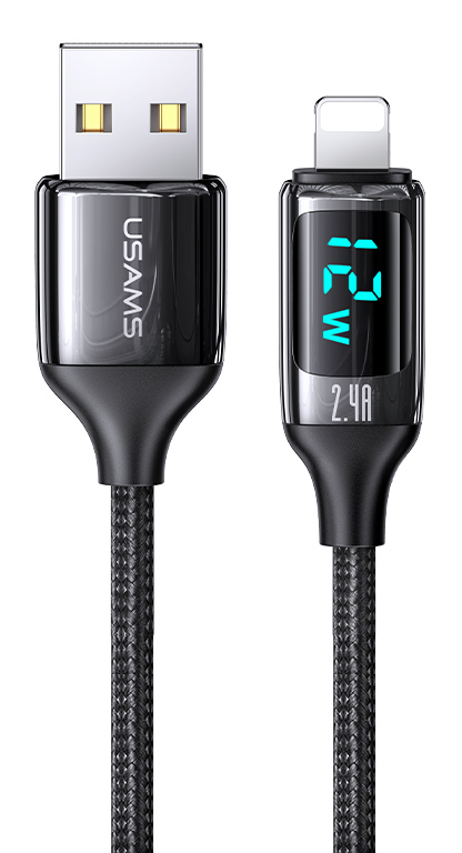 SJ543USB01 USAMS καλώδιο Lightning σε USB US-SJ543, 2.4A, 1.2m, μαύρο - Image 1