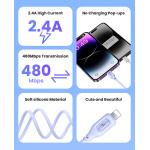 USAMS καλώδιο Lightning σε USB US-SJ618, 12W, 1m, λευκό - Image 2