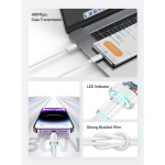 USAMS καλώδιο Lightning σε USB-C US-SJ659, 30W, 480Mbps, 1.2m, μαύρο - Image 2