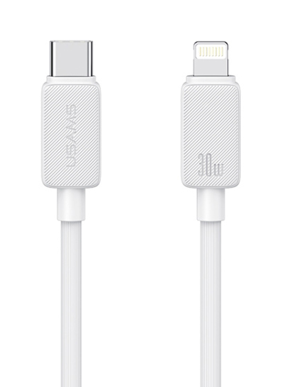 SJ692USB02 USAMS καλώδιο Lightning σε USB-C US-SJ692, 30W, 480Mbps, 1m, λευκό - Image 1