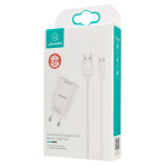 USAMS φορτιστής τοίχου T21OCMC01 με καλώδιο Micro USB, USB 2.1A, λευκός - Image 3