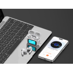 CELEBRAT earphones με θήκη φόρτισης W63, οθόνη αφής, TWS, ANC, 13mm, 30/360mAh, λευκό - Image 3