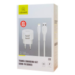 USAMS φορτιστής τοίχου T20 & καλώδιο Lightning, 2x USB, 2.1A, λευκός - Image 5