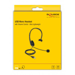 DELOCK headphones με μικρόφωνο 27177, mono, USB, volume control, μαύρα - Image 3