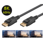 GOOBAY καλώδιο DisplayPort 61698, 8K/60Hz, 32.4 Gbps, 3m, μαύρο - Image 2