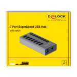 DELOCK USB hub 63669 με διακόπτες, 7x θυρών, 5Gbps, γκρι - Image 4