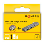 DELOCK USB hub 64275, 3x θυρών, 5Gbps, USB-C σύνδεση, γκρι - Image 5