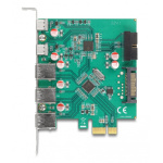DELOCK κάρτα επέκτασης PCIe x1 σε 3x USB/2x USB-C/19-pin 90109, 5Gbps - Image 3