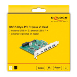 DELOCK κάρτα επέκτασης PCIe x1 σε 3x USB/2x USB-C/19-pin 90109, 5Gbps - Image 4